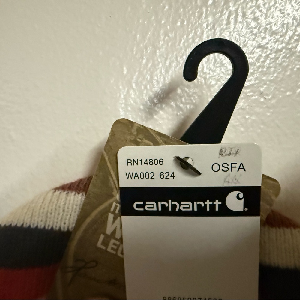 Carhartt Womens Multi Striped Red - Red, Pink, Black Knit Cap - Picture 3 of 3